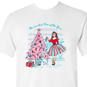 Rockin Around the Pink Christmas Tree Pinup 2XL Pinup Rockabilly 1950s Kitshmas